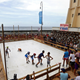 A creation by U.S. artist Duke Riley called "La esquina fria" for the 12th Havana Biennial, is seen at Havana's seafront boulevard "El Malecon" May 24, 2015. The ice rink by Riley is an artistic representation of the thaw in United States-Cuba relations. Young and old came out to marvel at the spectacle with mostly older people watching and the children enjoying the simple pleasure of skating around the rink.